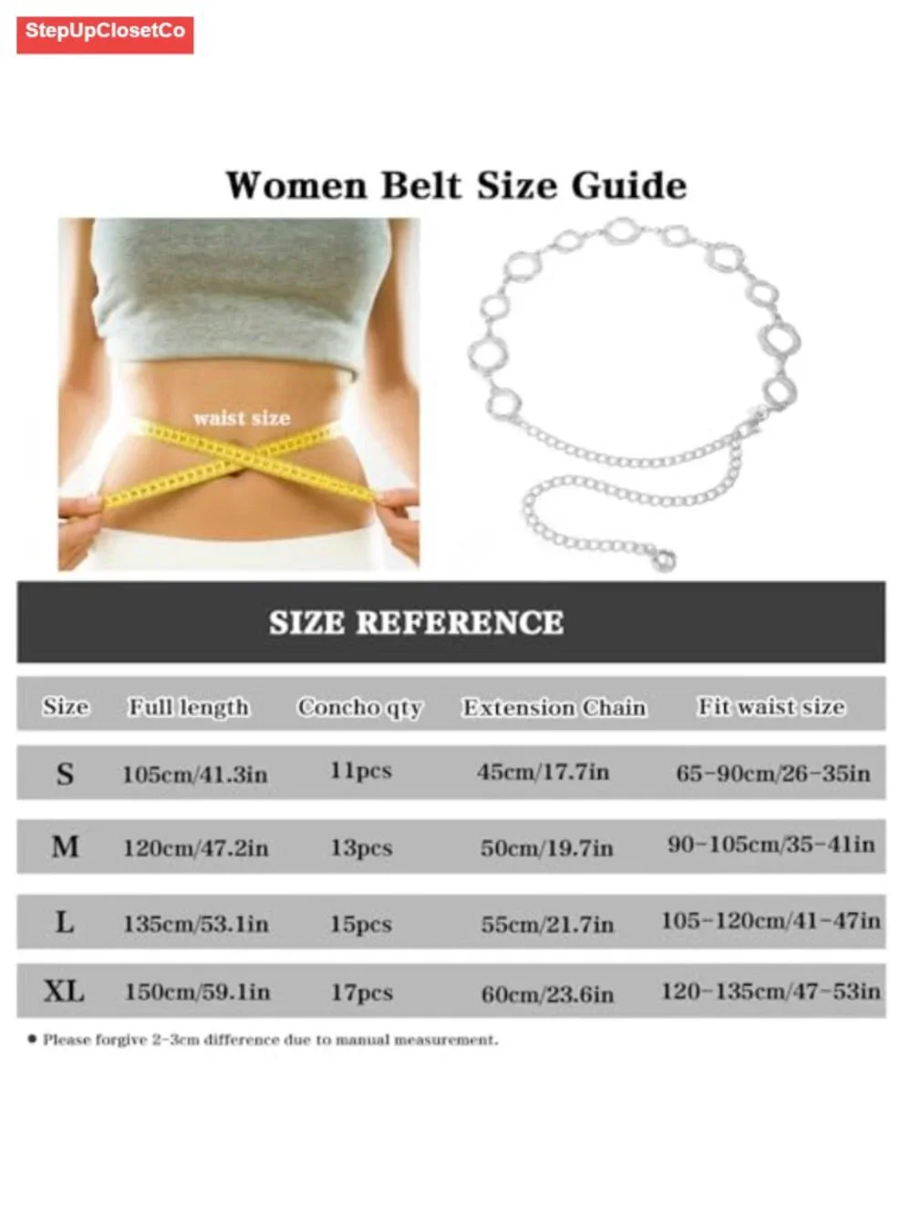 Metal Chain Belt Women Waist Chain Alloy Link Belt Dress Jeans Lobster Claw